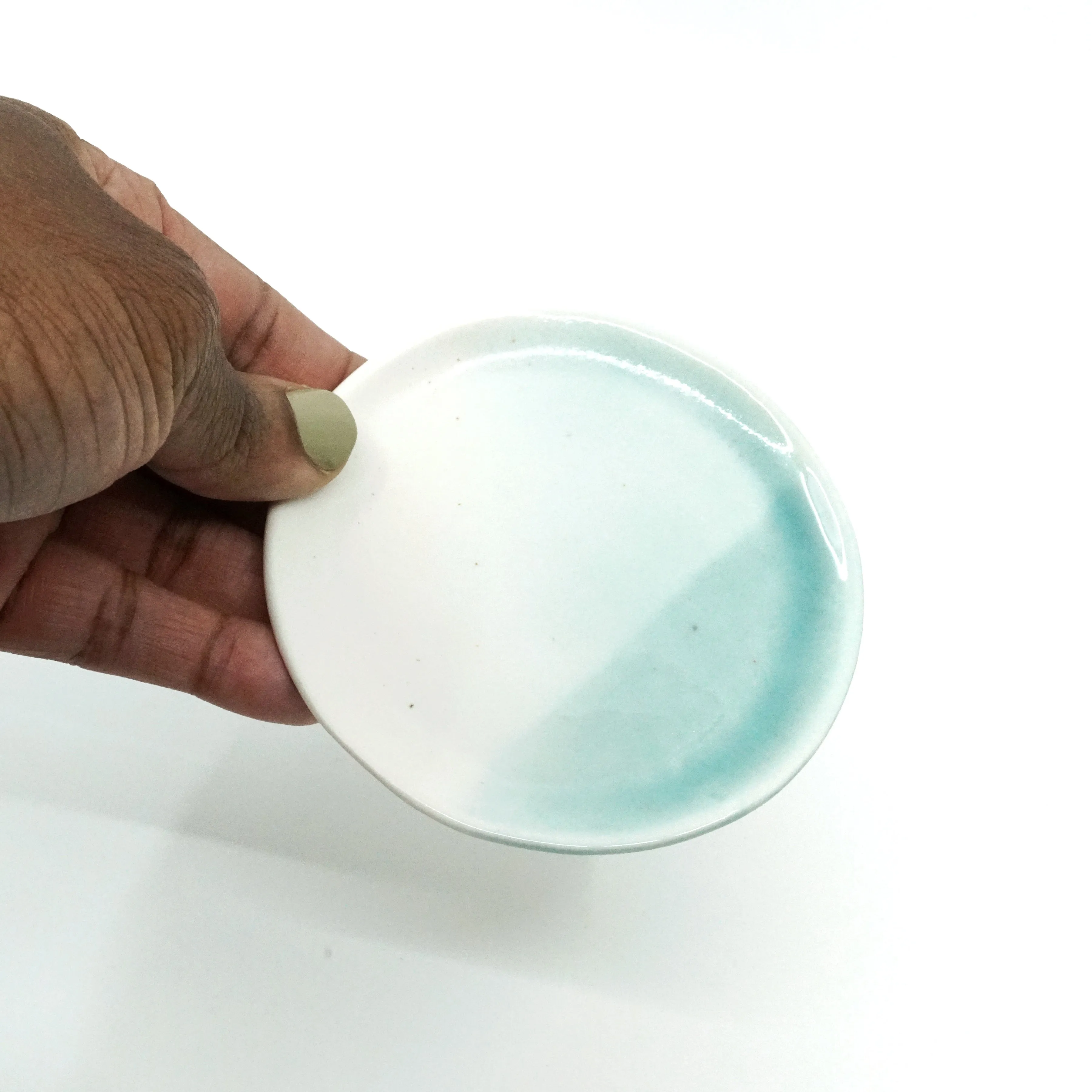 Dillard - White/Sea Glass - Medium Hand-formed Ceramic Trinket/Ring Dishes