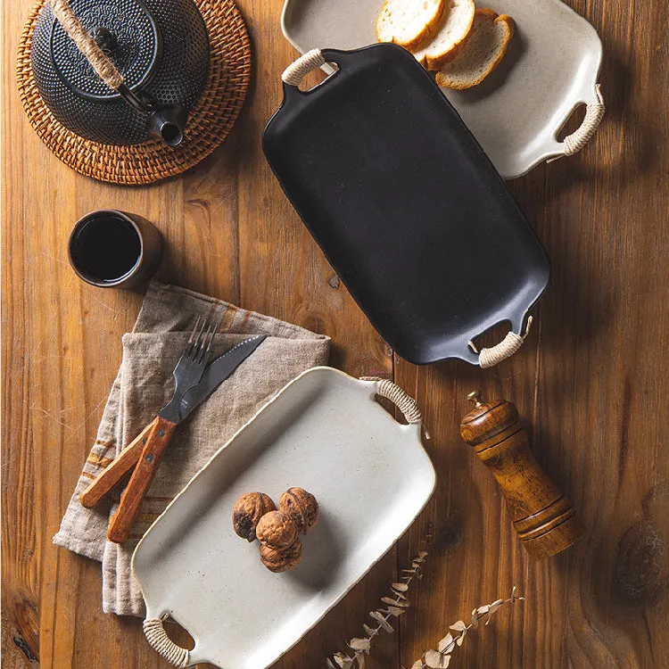 Double-Eared Ceramic Plate