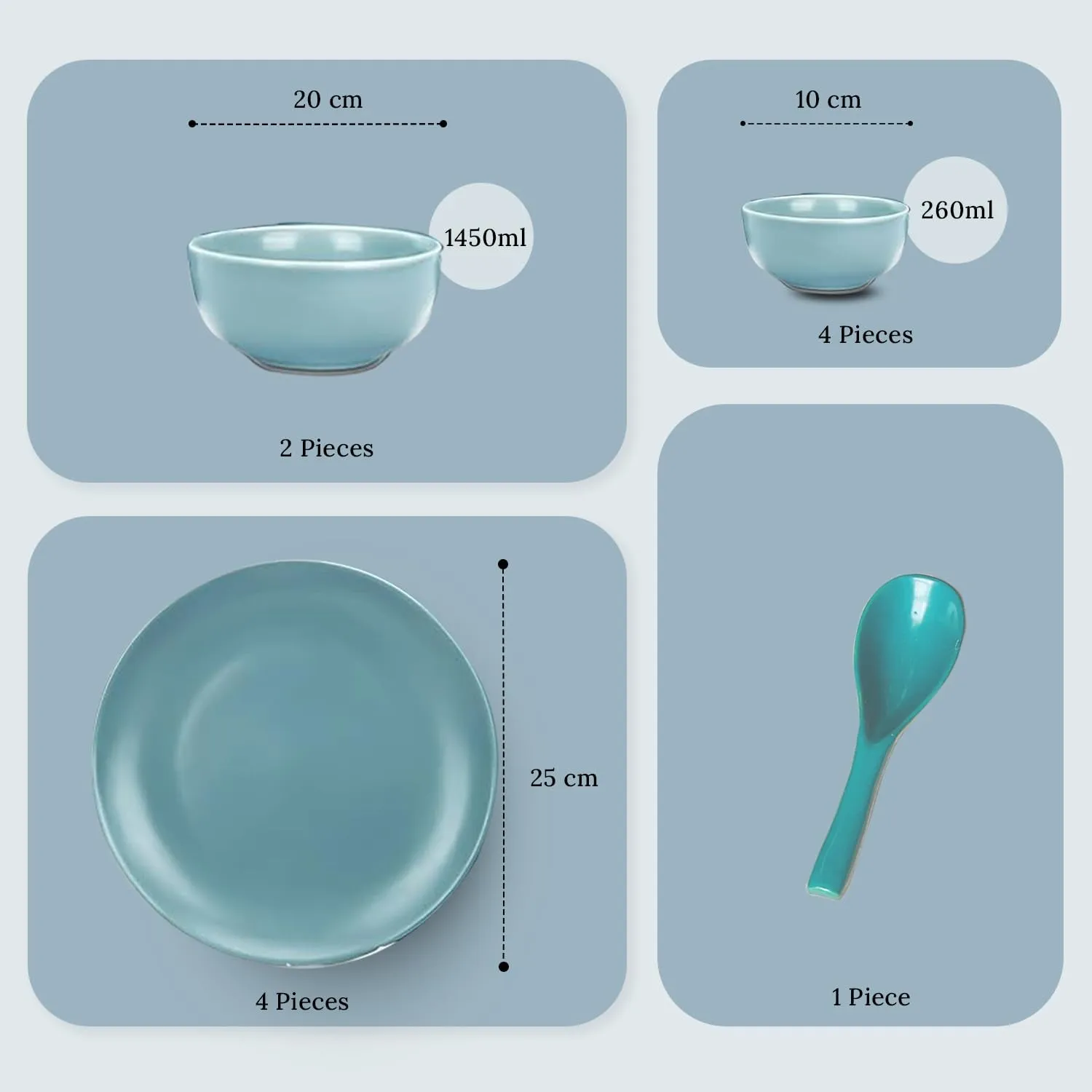 Ekhasa Ceramic Dinner Set (11 pcs, Microwave safe, Chip Resistant, Blue, Damage-Proof Packaging) | Crockery Set Dinner Set | Ceramic Dinner Plates | Stoneware Dinner Set | Porcelain Dinner Set Gift