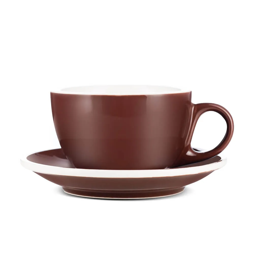 Espresso Parts Porcelain Latte Cup & Saucer - Brown (12oz/355ml)