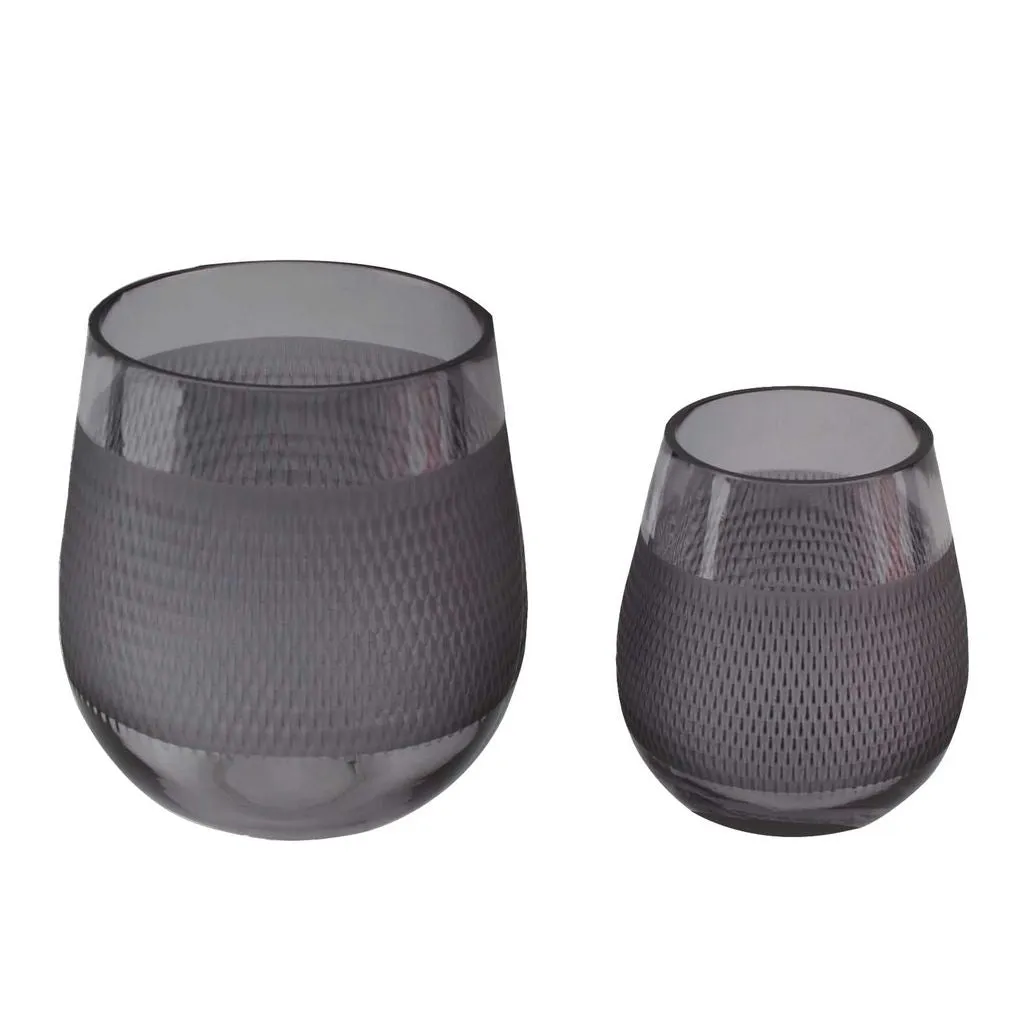 Fleurine Colored Glass Collection, Set of 2 Frosted Design Vases