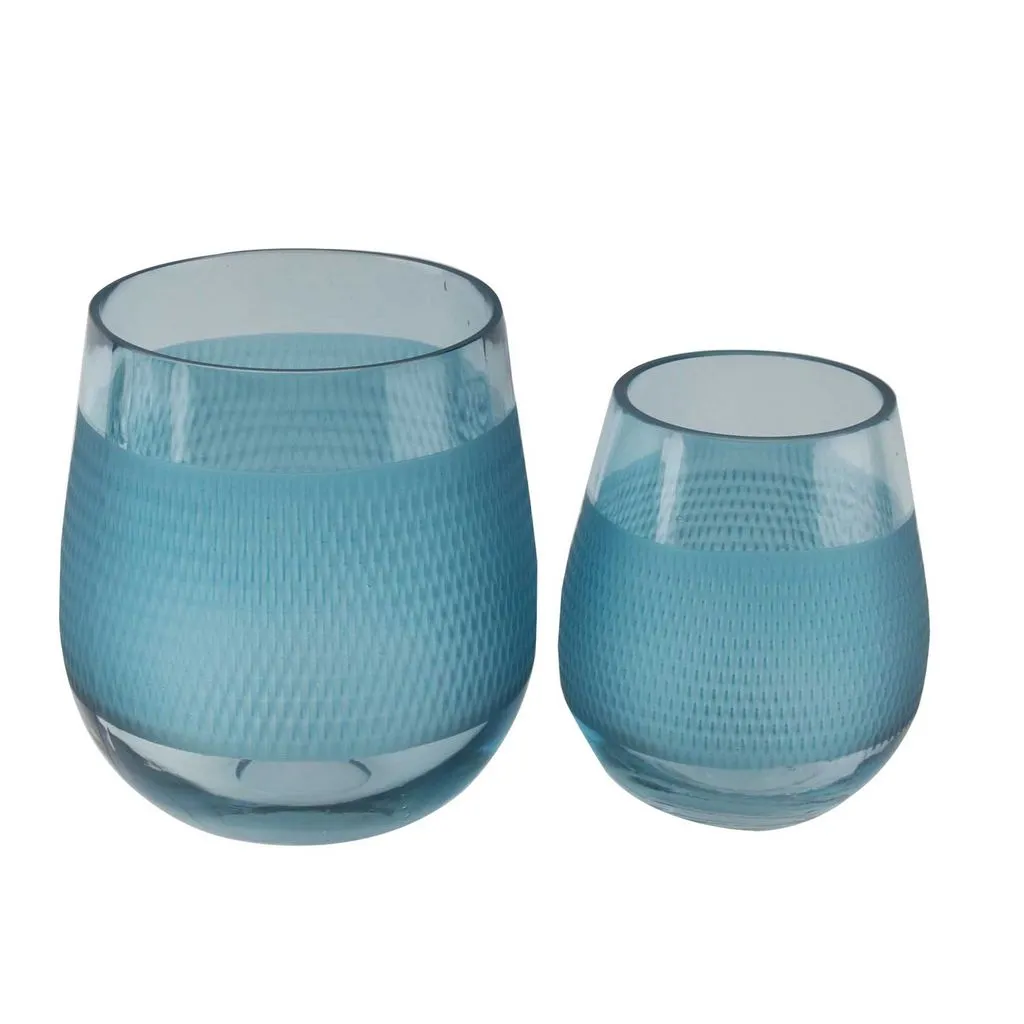 Fleurine Colored Glass Collection, Set of 2 Frosted Design Vases