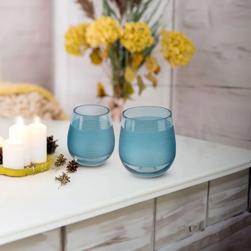 Fleurine Colored Glass Collection, Set of 2 Frosted Design Vases