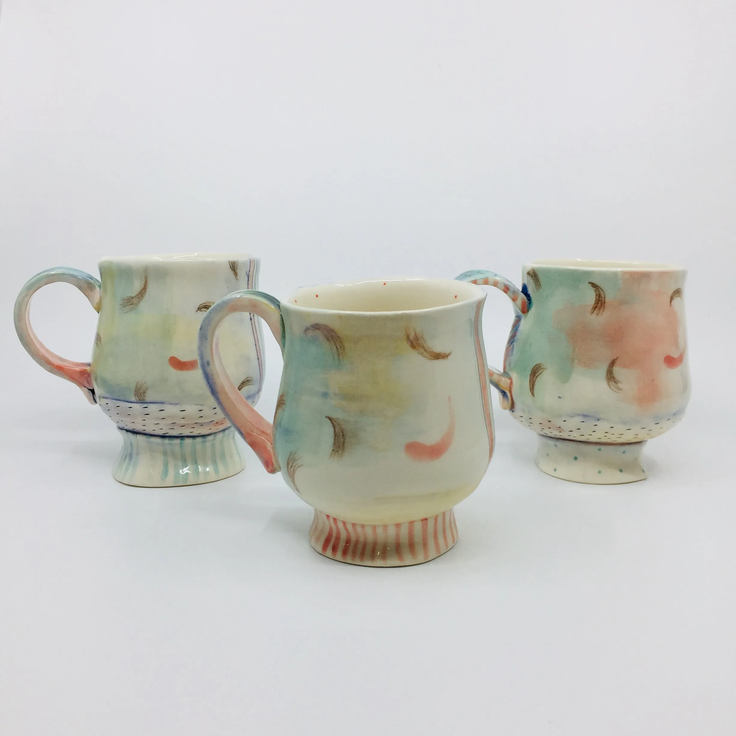 Floral Porcelain Pedestal Mugs by Maria Moldovan