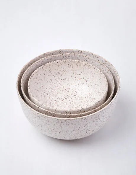 Freckled Oatmeal Stoneware Nested Bowl Set