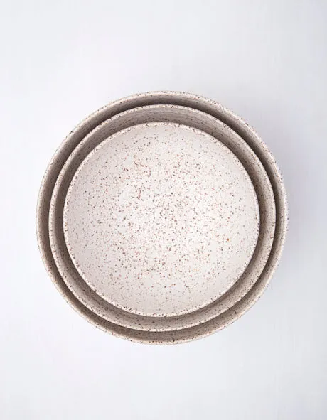 Freckled Oatmeal Stoneware Nested Bowl Set