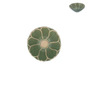 Gisela Graham 12.5cm Green Stoneware Flower Mini Bowl
