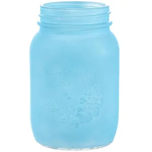Glass Mason Jar Frost Sky Blue
