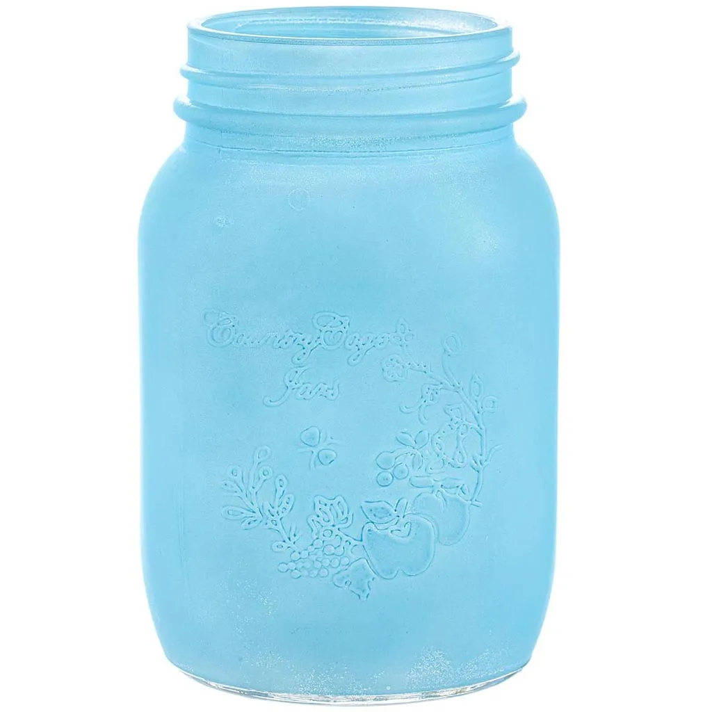 Glass Mason Jar Frost Sky Blue
