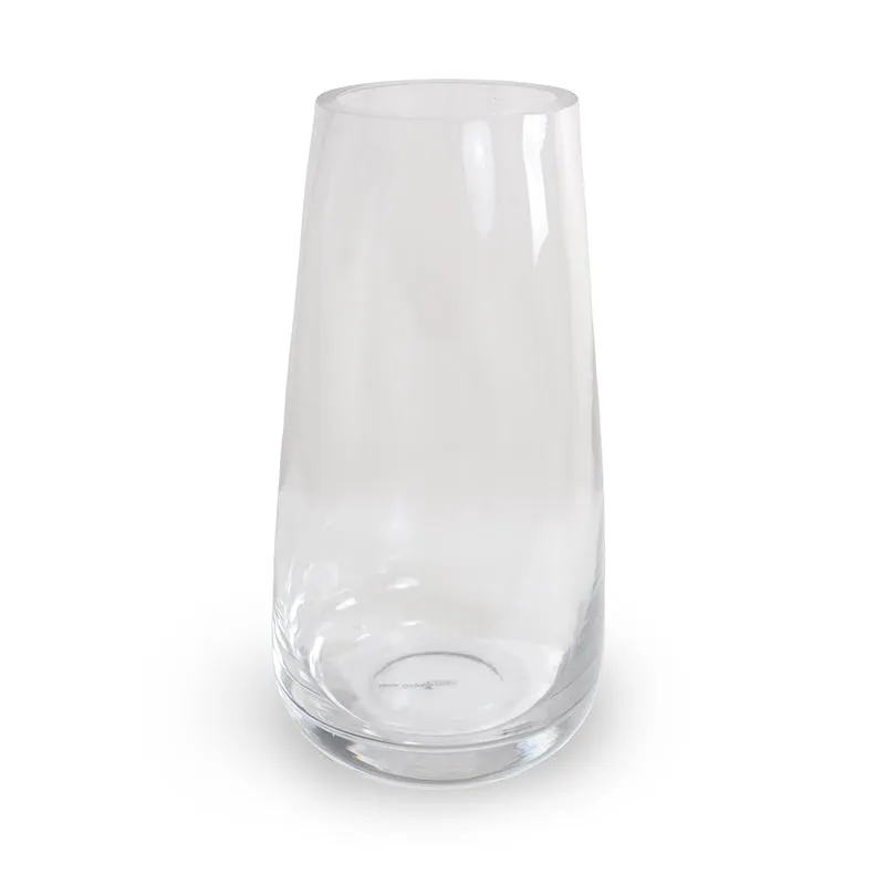 Glass Tapered Cylinder Vase, 12" H x 6.3" Dia