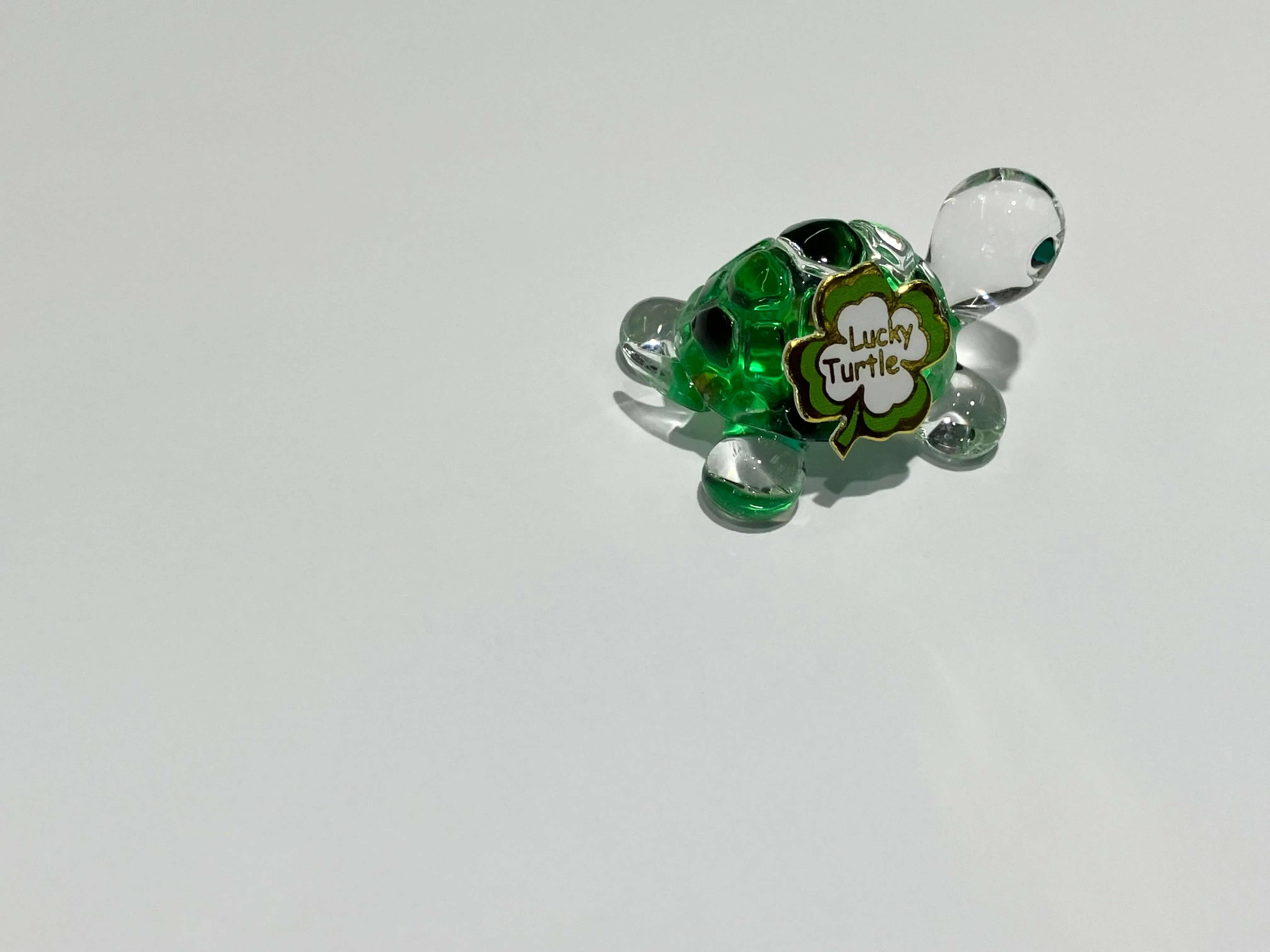 Green Lucky Turtle Glass Figurine