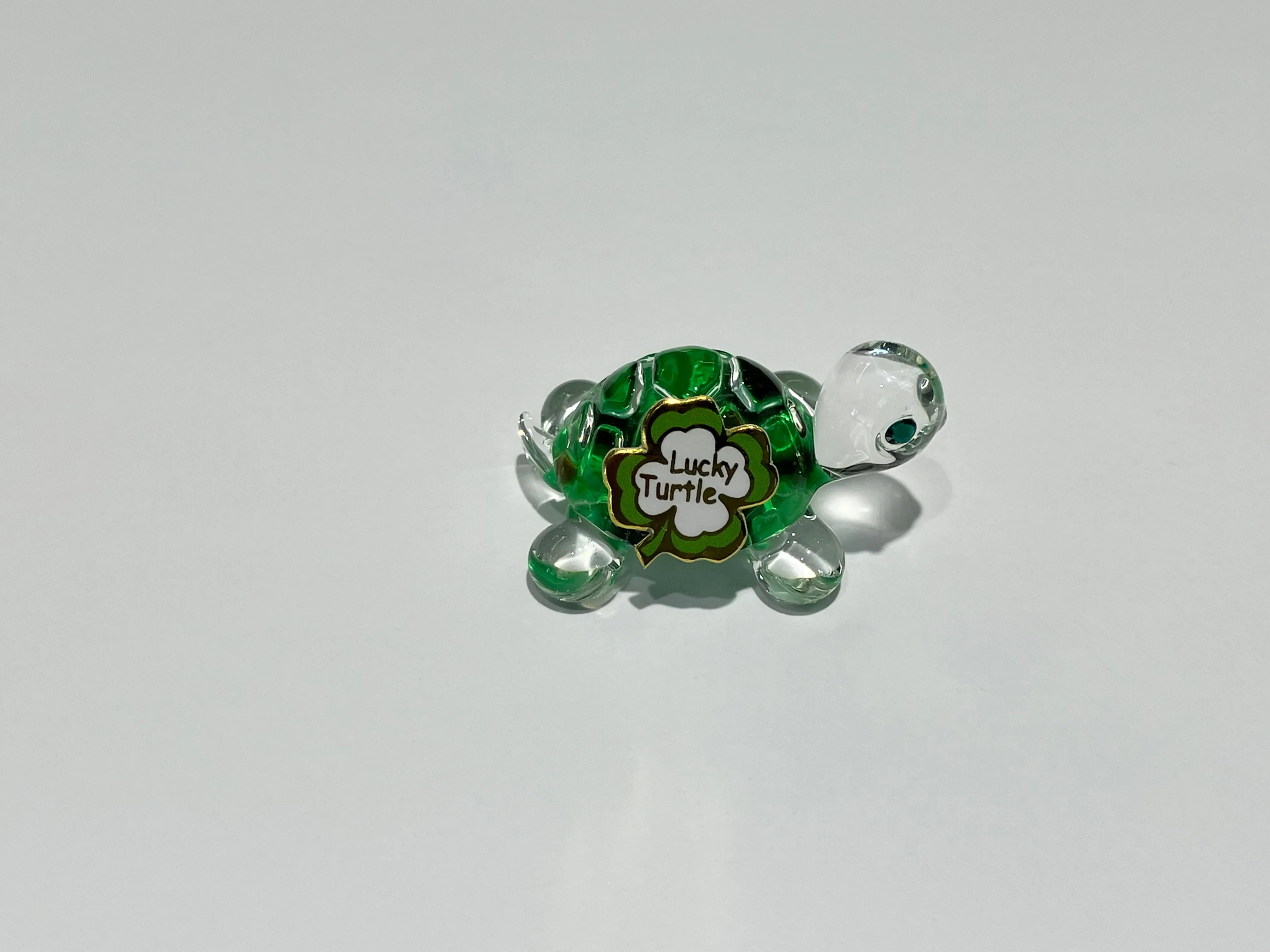 Green Lucky Turtle Glass Figurine