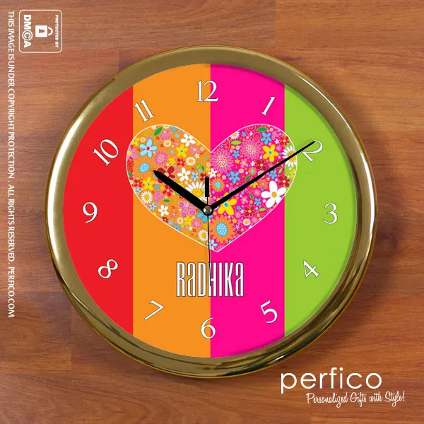 Heart in Bloom © Personalized Round Wall Clock