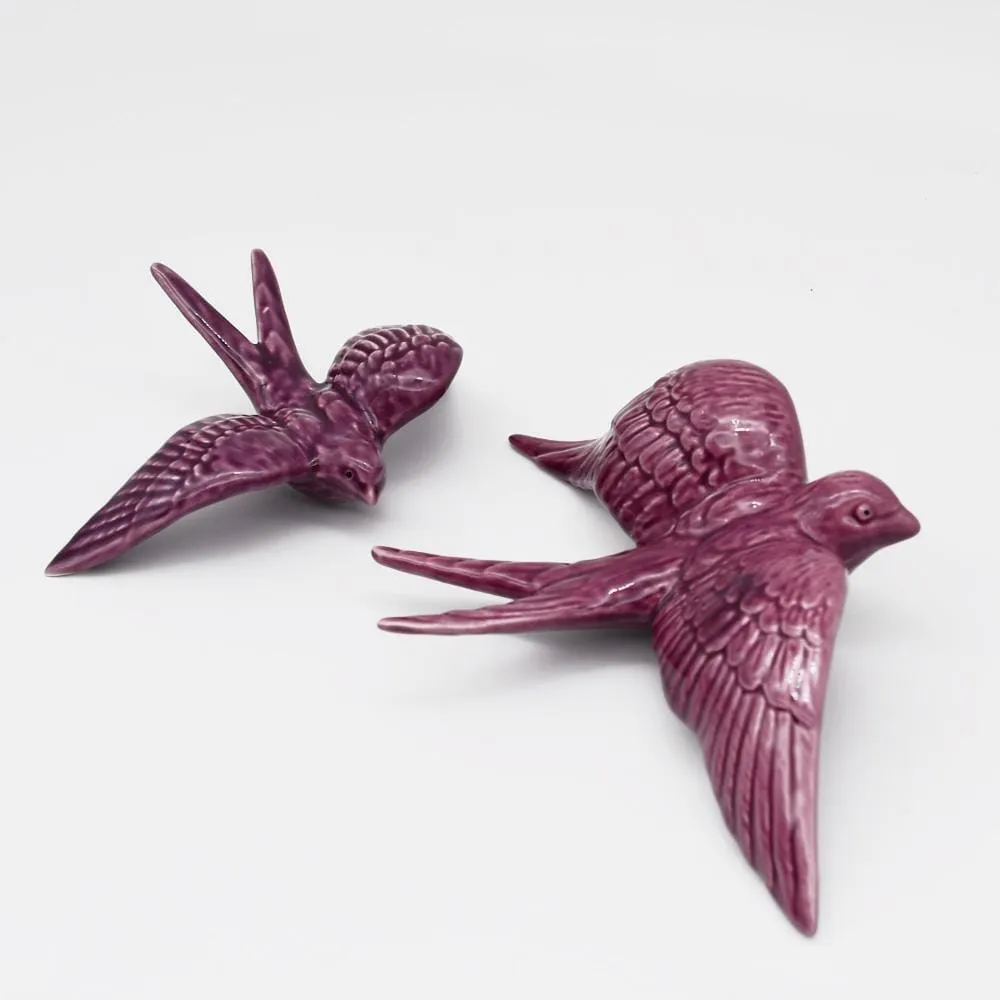 Hirondelle de Caldas da Rainha en céramique mauve