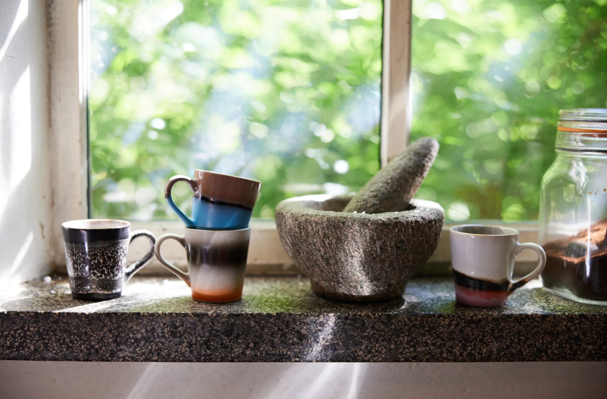 HKliving 70's Ceramic Rebel Rebel Funky Espresso Mugs - Set of 4