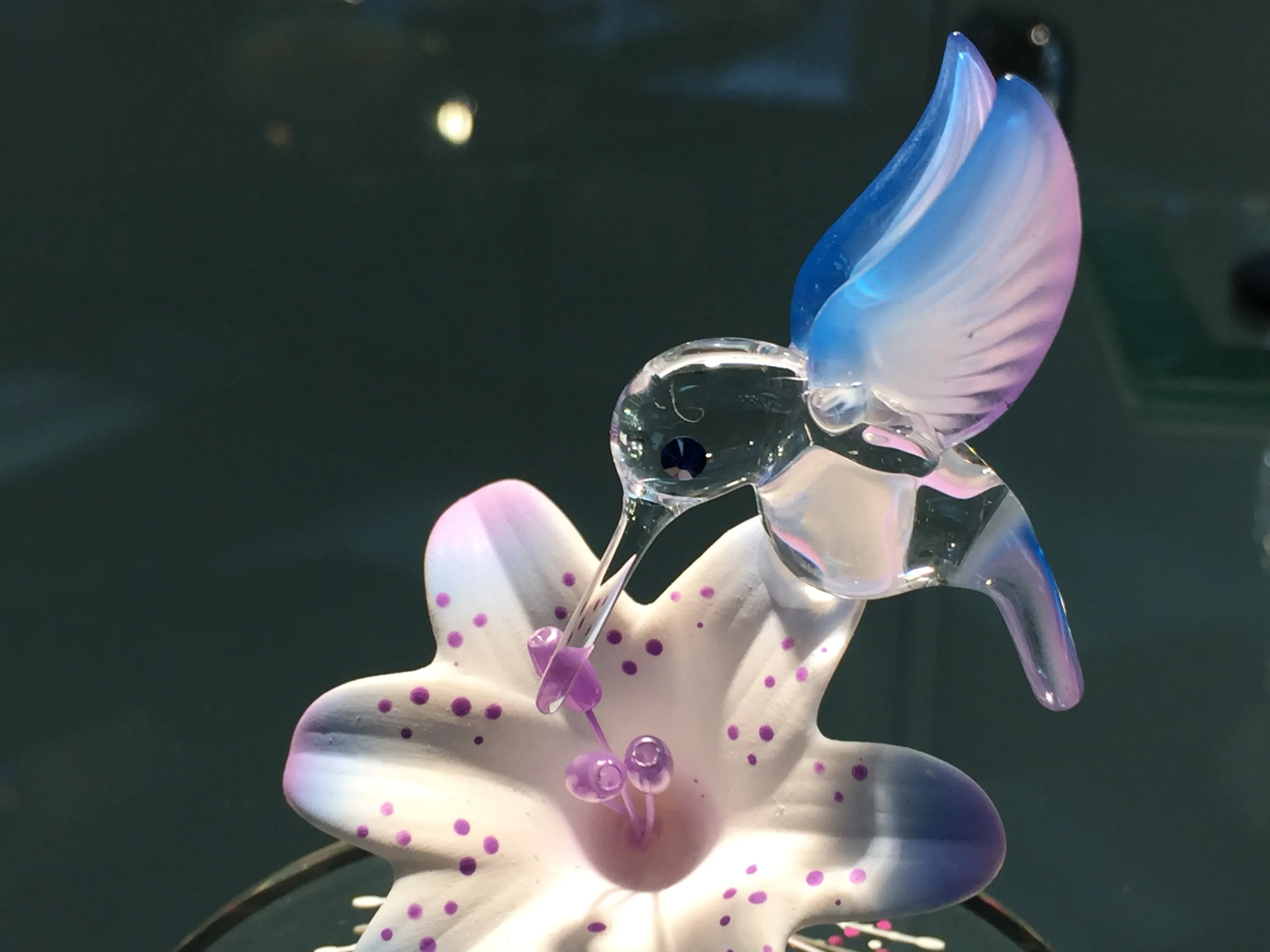 Hummingbird & Flower Glass Figurine