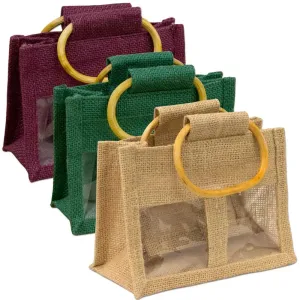Jute Jar Bag with 2 Windows