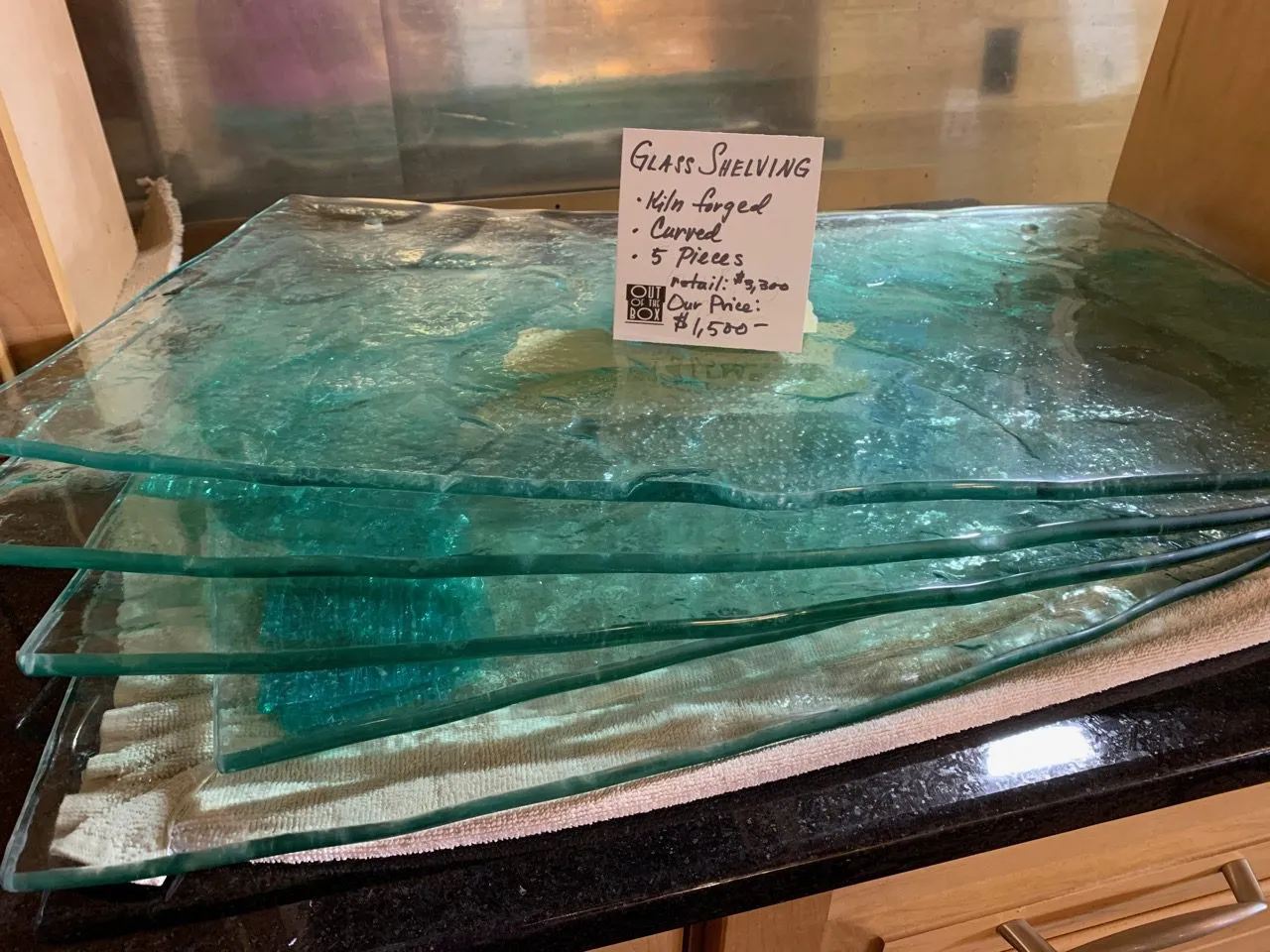 Kiln Forged Glass Curved Counter-Top Slabs, 5 Piece