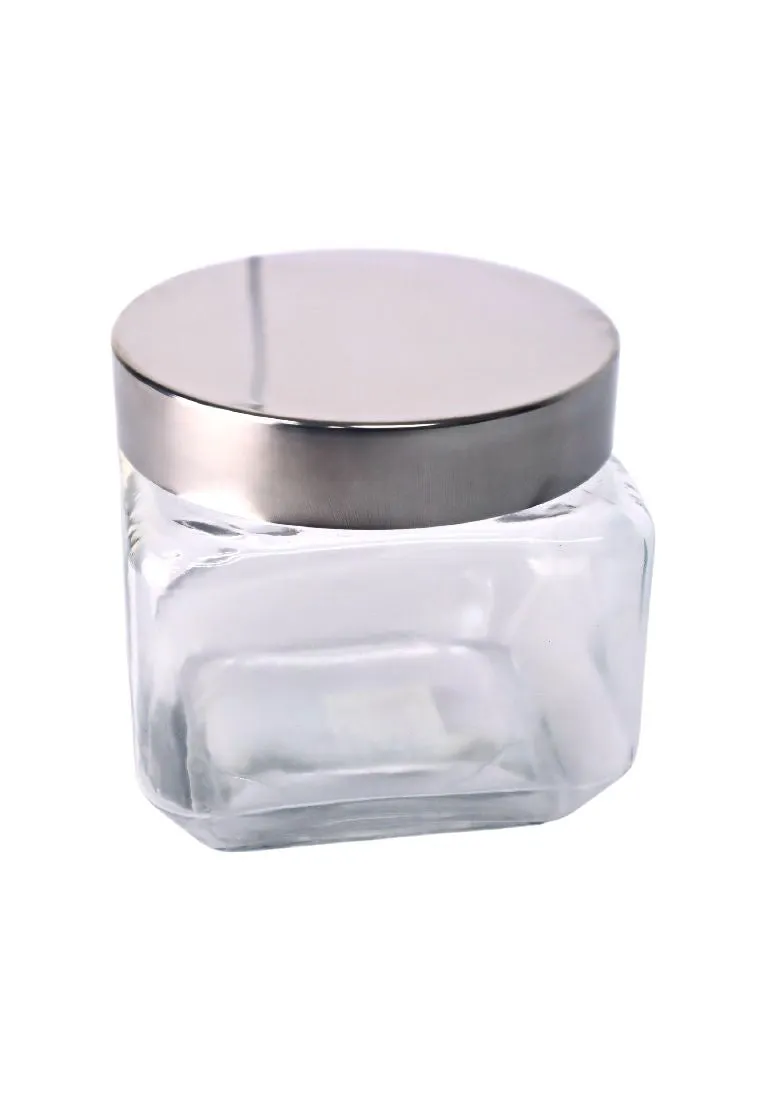 Landmark Square Wide Mouth Jar 755ml with Silver Lid