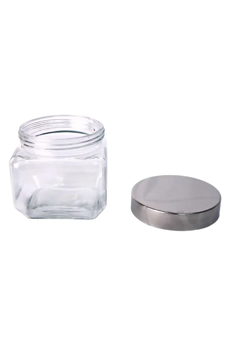 Landmark Square Wide Mouth Jar 755ml with Silver Lid