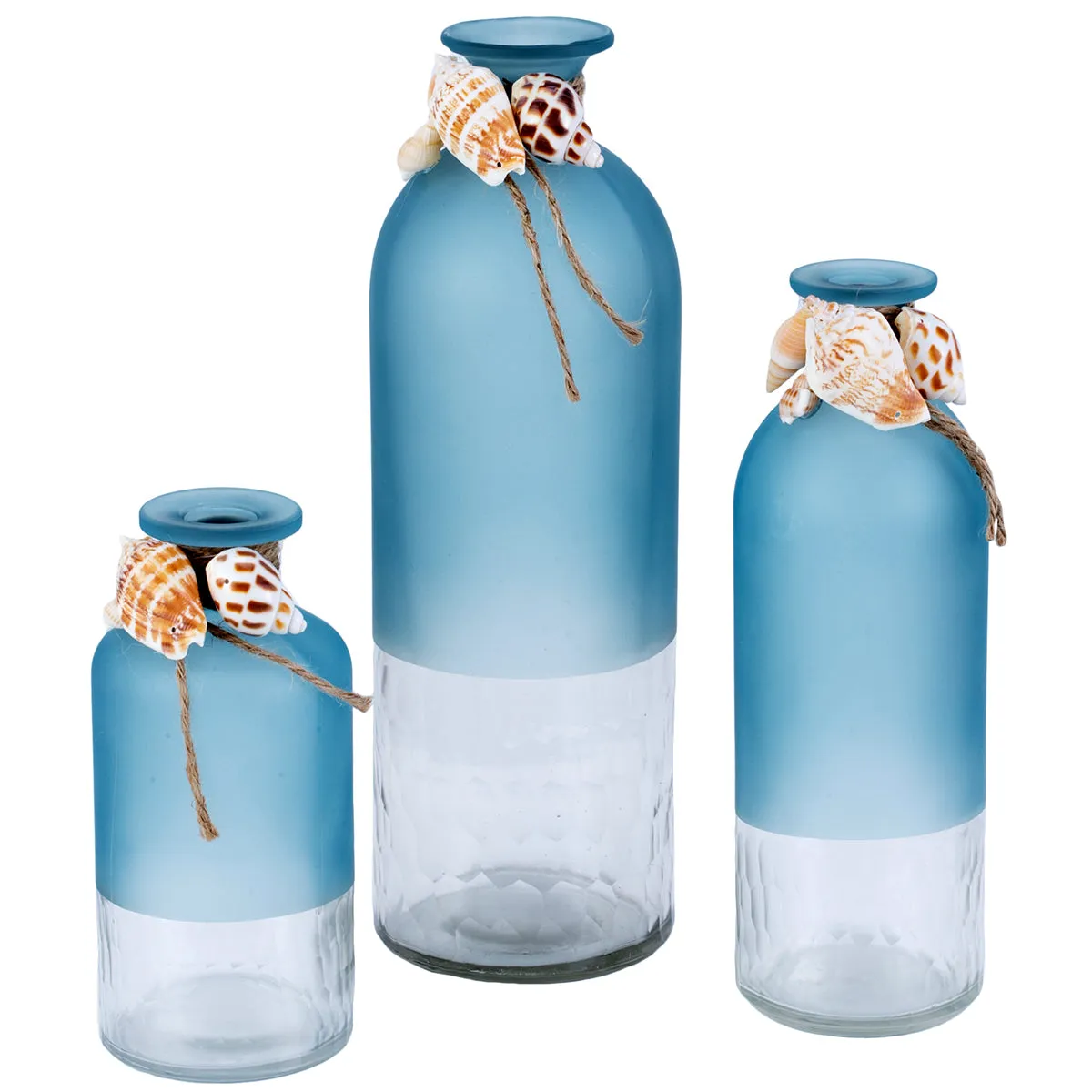 Large Glass Bottle with Shell