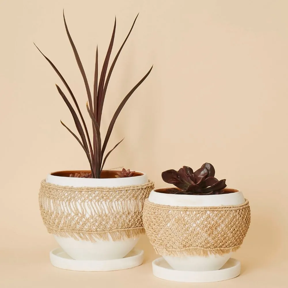 Large Macrame Wrap Terracotta Pot