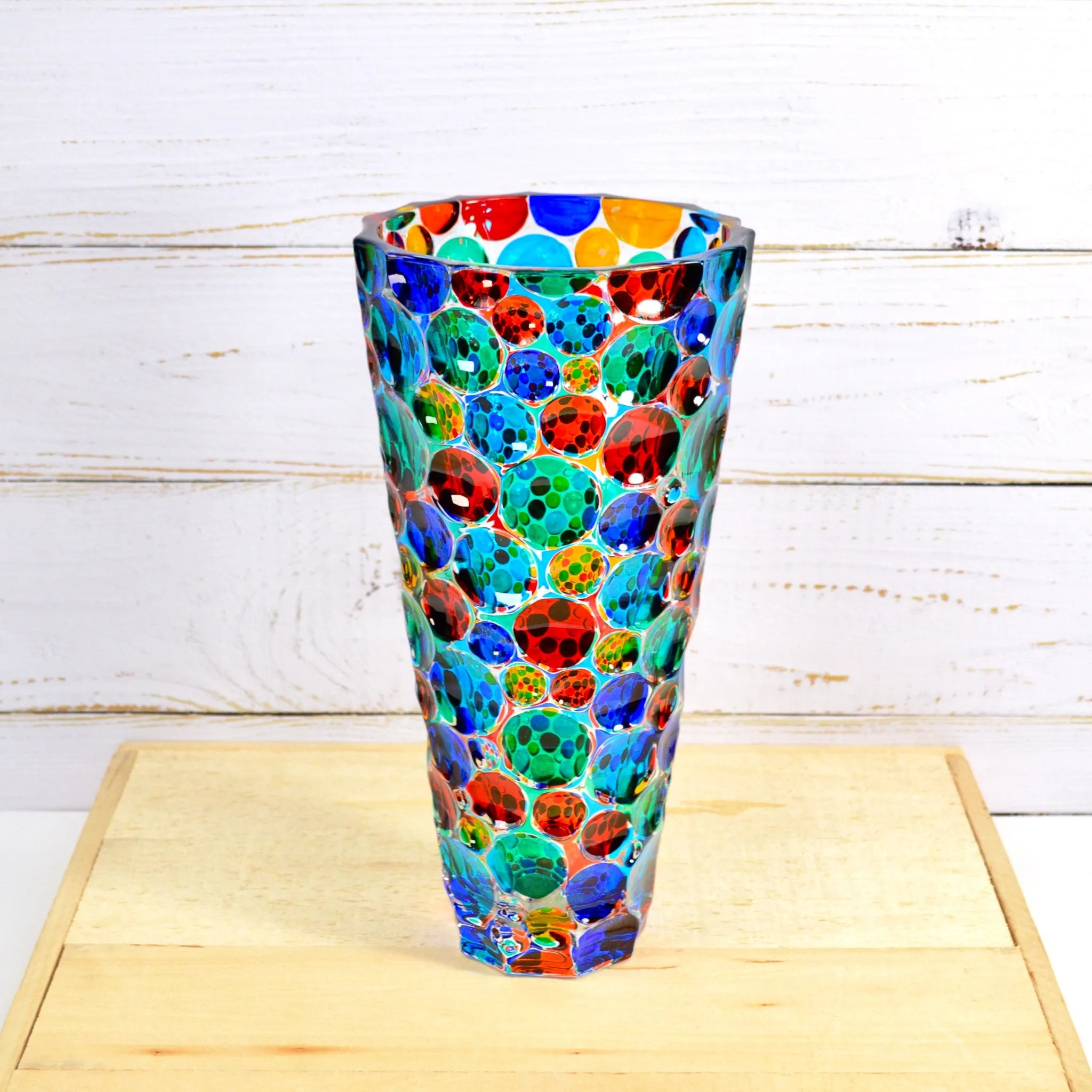 Lisboa Conico Vase, Hand Painted Crystal, Made in Italy