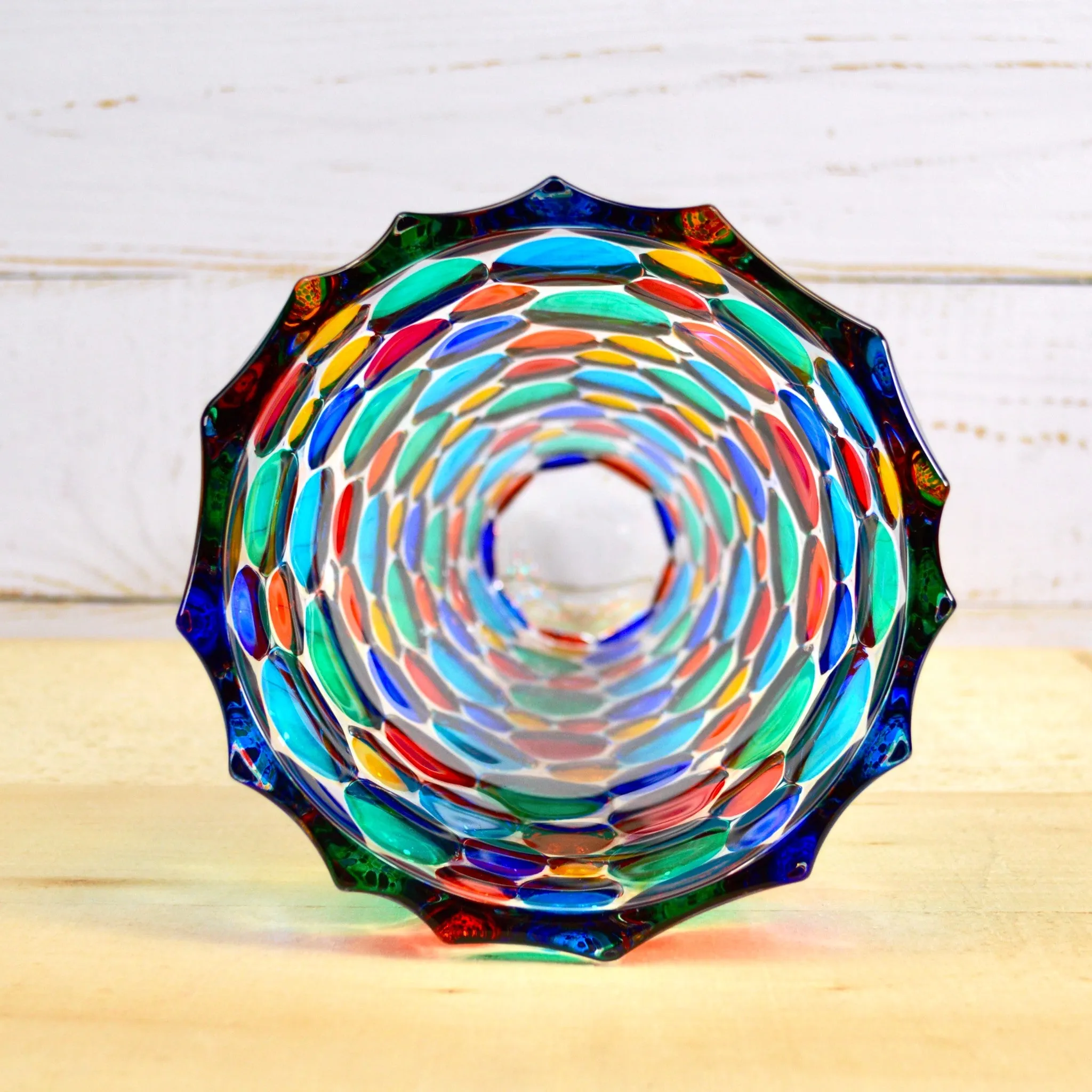 Lisboa Conico Vase, Hand Painted Crystal, Made in Italy