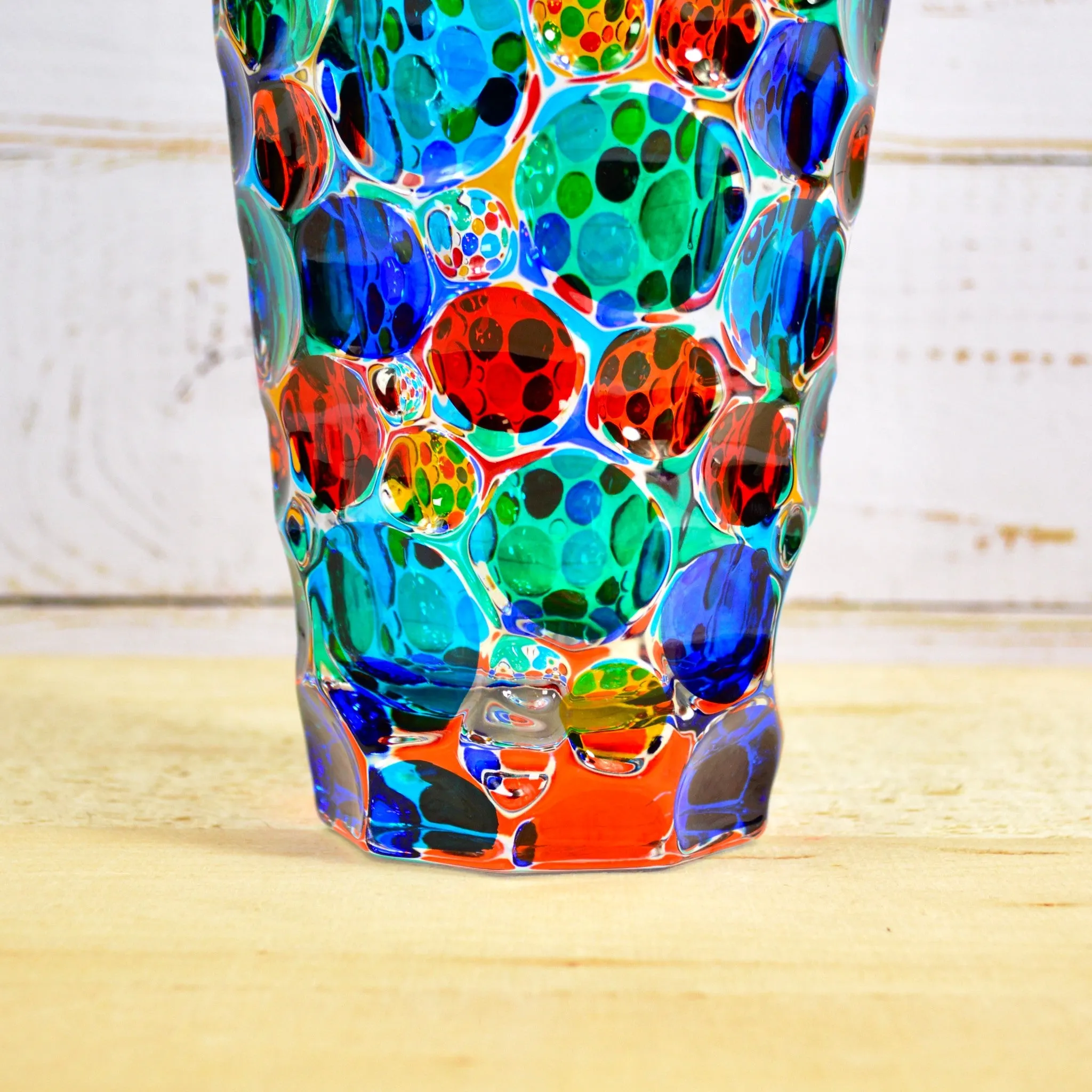 Lisboa Conico Vase, Hand Painted Crystal, Made in Italy