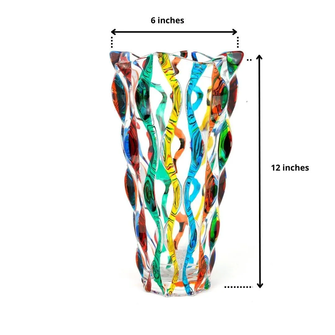 Lyrical Luxury Vase, Large, Hand Painted Crystal, Made in Italy