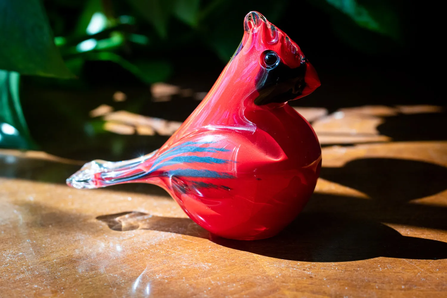Memorial Glass Cardinal with Cremains