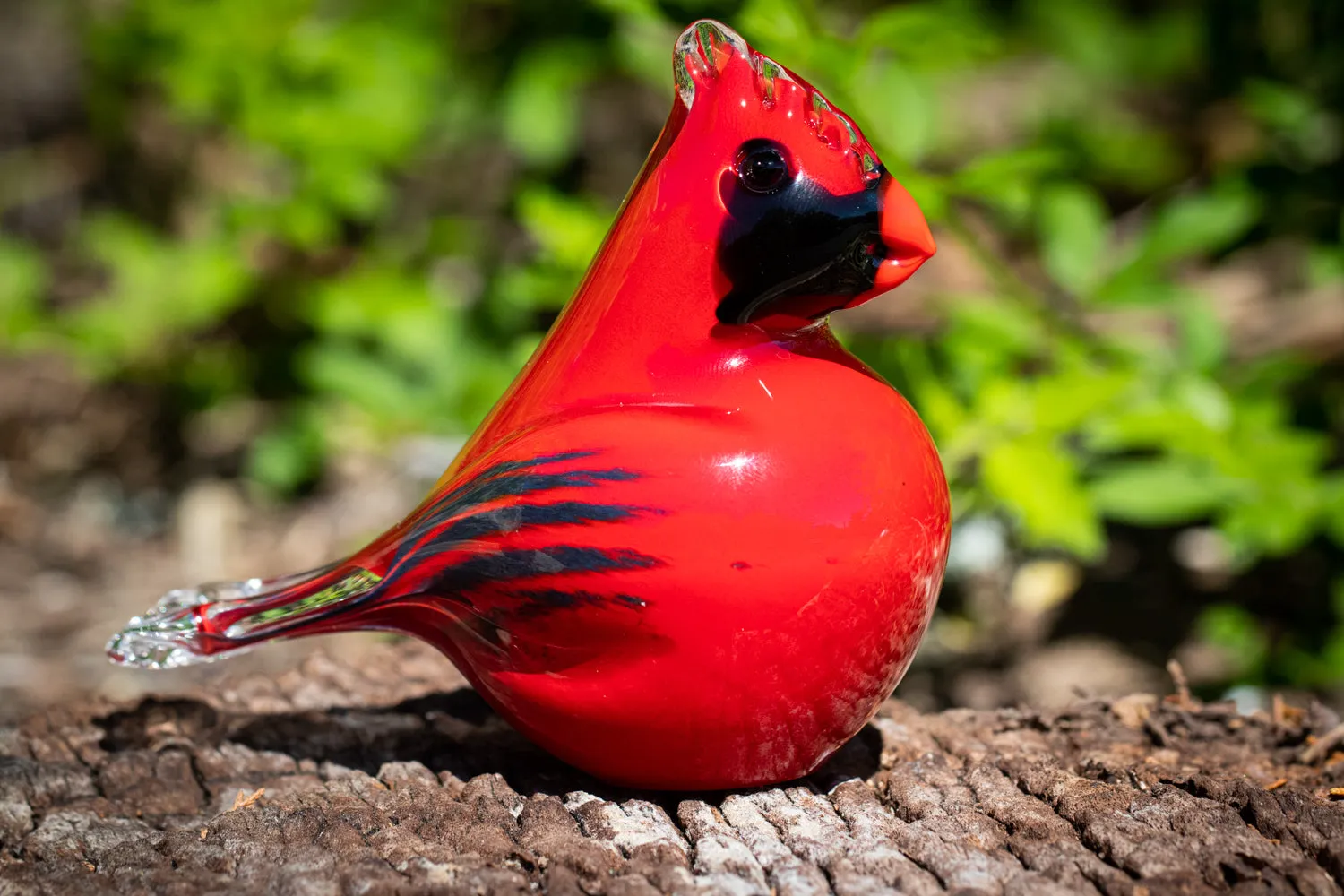 Memorial Glass Cardinal with Cremains
