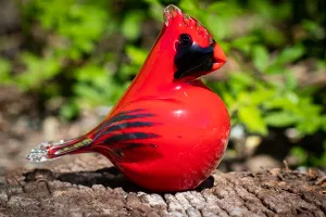 Memorial Glass Cardinal with Cremains