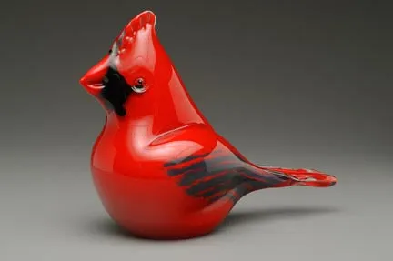 Memorial Glass Cardinal with Cremains