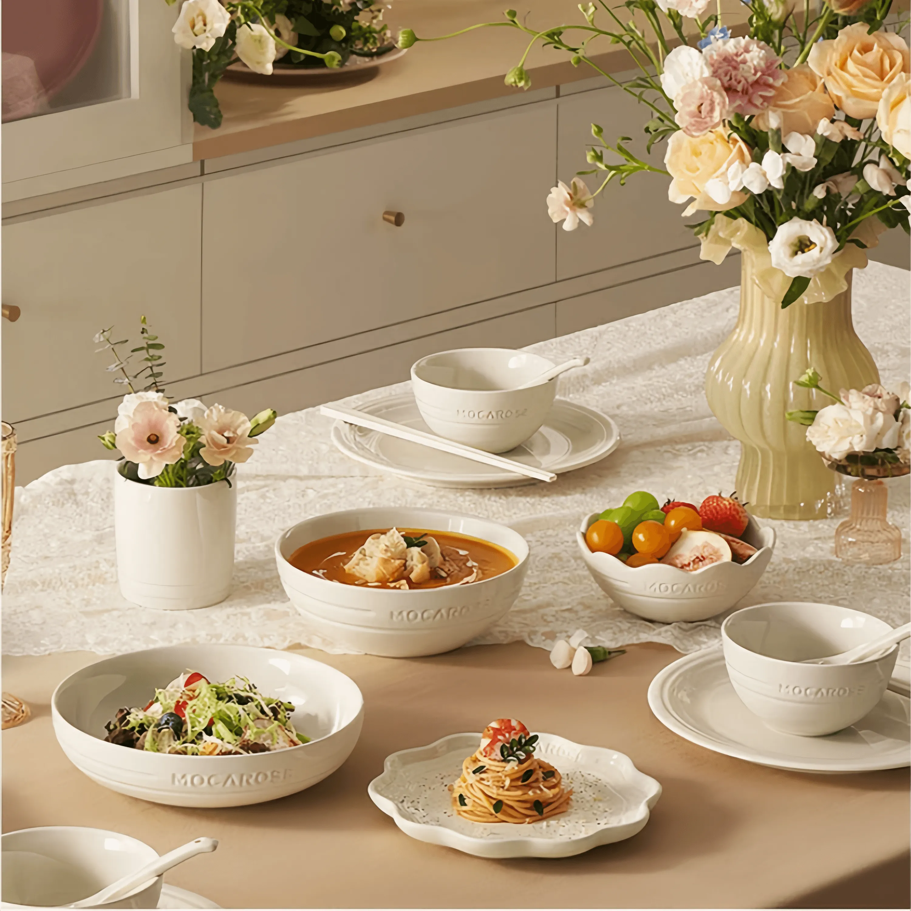Stylish Mocarose Kitchenware Set with Bowls and Plates for Optimal Use