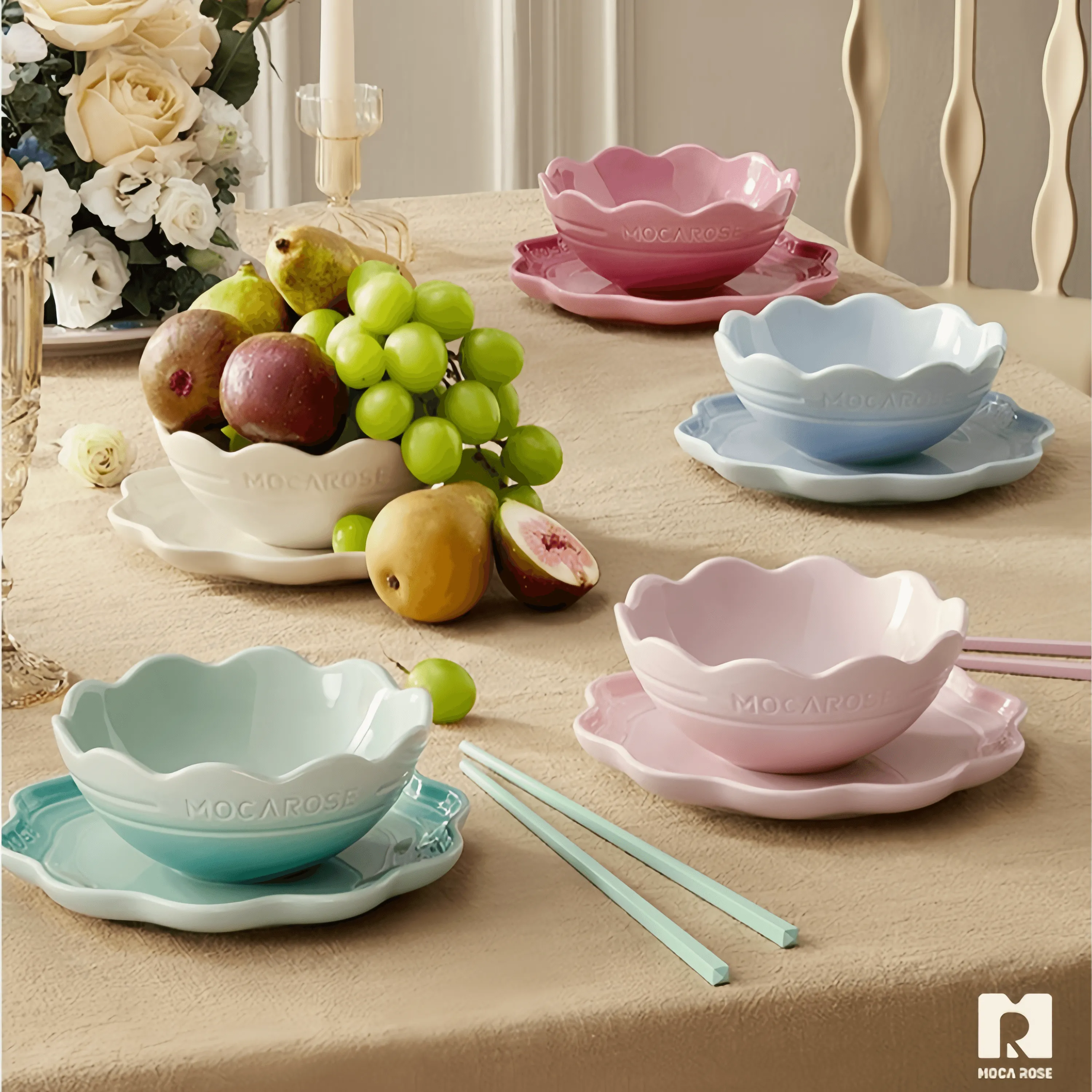 Stylish Mocarose Kitchenware Set with Bowls and Plates for Optimal Use