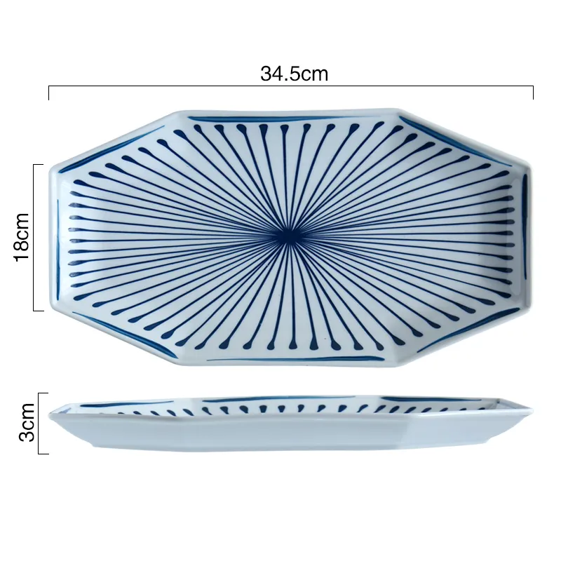 Modern Oriental Blue and White Serving Dish