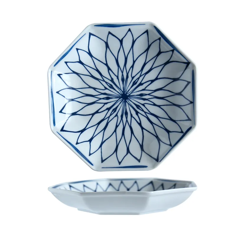 Modern Oriental Blue and White Serving Dish