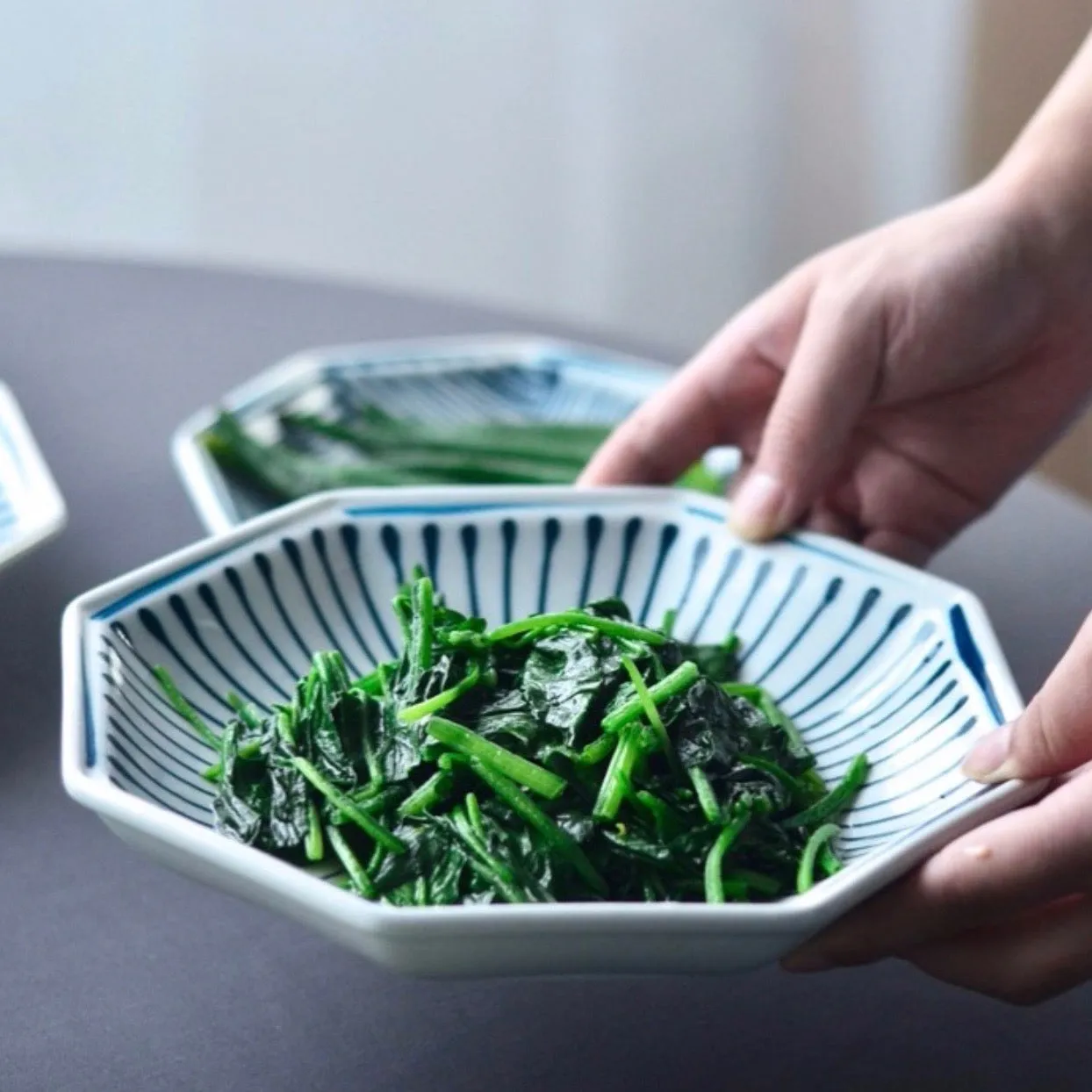 Modern Oriental Blue and White Serving Dish