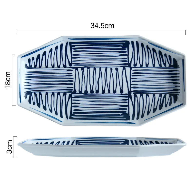 Modern Oriental Blue and White Serving Dish