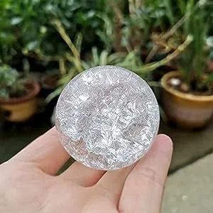 Mokash Creations Indoor Water Fountain Ice Cracked Crystal Glass Fountain Ball, Clear, (Size - 5 cm) (Pack of 1) (Crystal, Clear)