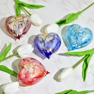 Murano Blown Glass Heart with Macchia & 24 kt. Gold Patina