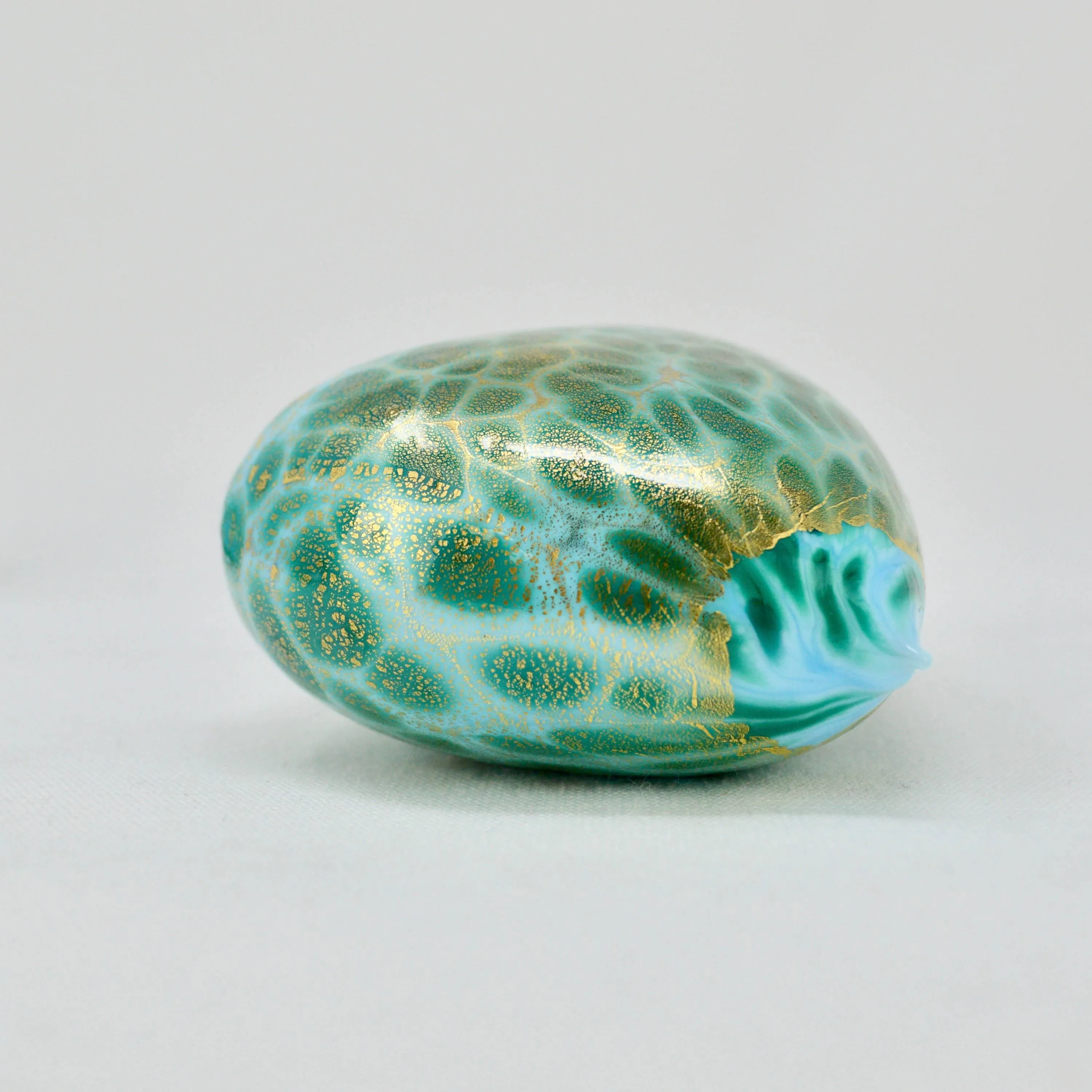 Murano Blown Glass Heart with Macchia & 24 kt. Gold Patina