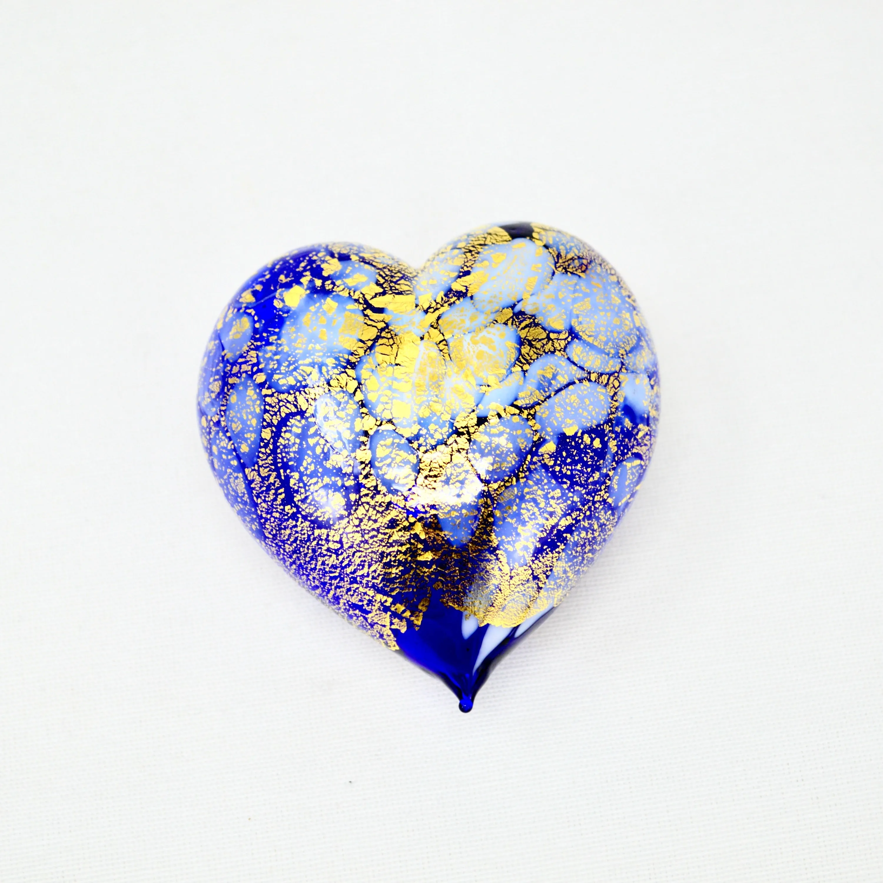 Murano Blown Glass Heart with Macchia & 24 kt. Gold Patina