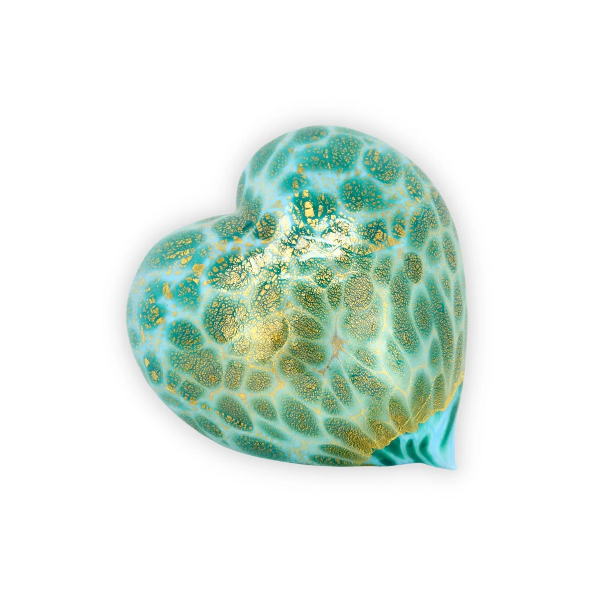 Murano Blown Glass Heart with Macchia & 24 kt. Gold Patina