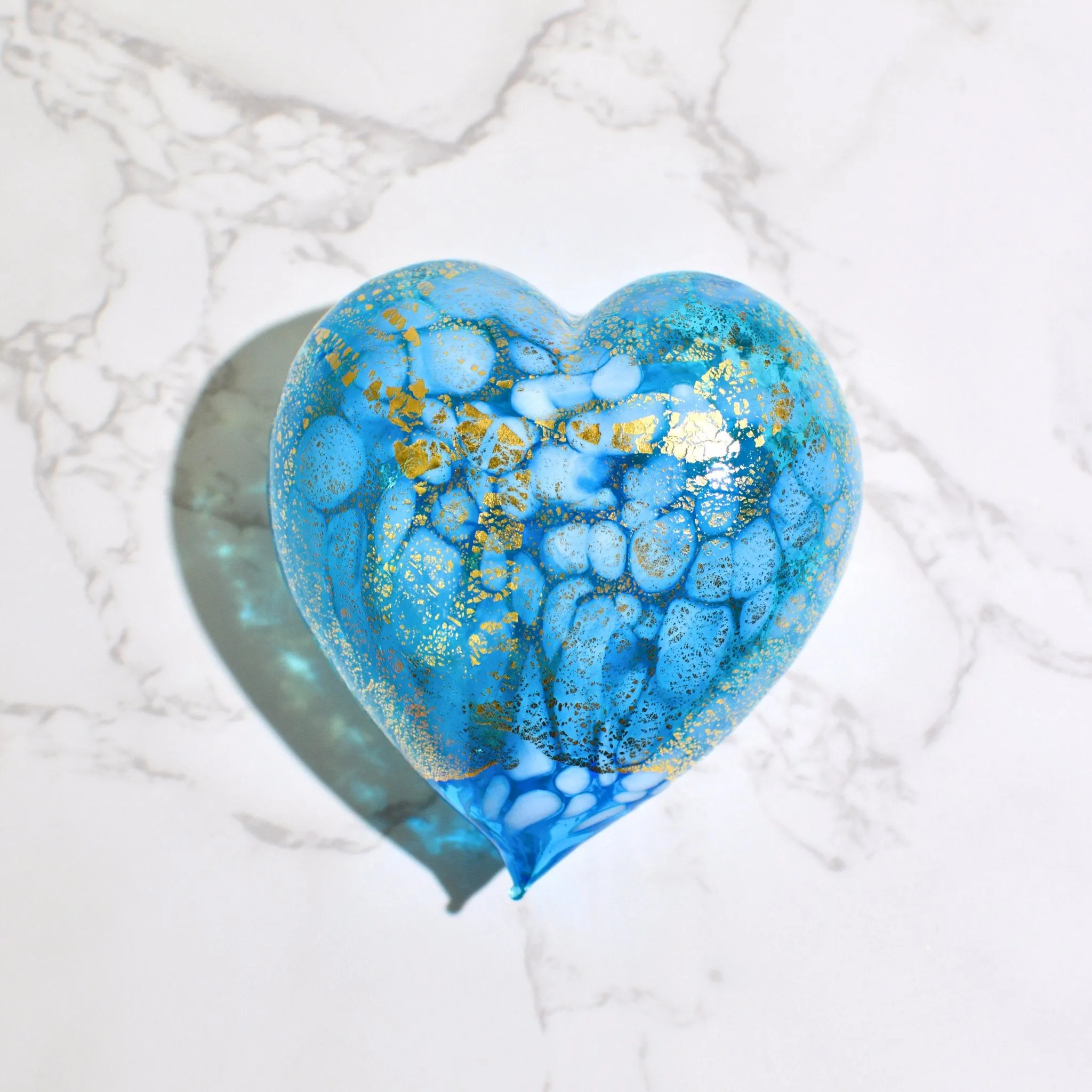 Murano Blown Glass Heart with Macchia & 24 kt. Gold Patina