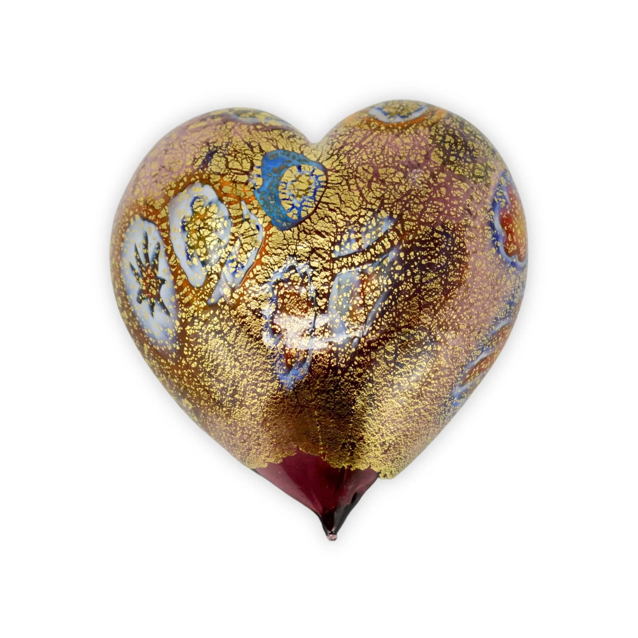 Murano Glass Blown Heart with Millefiori, multiple colors