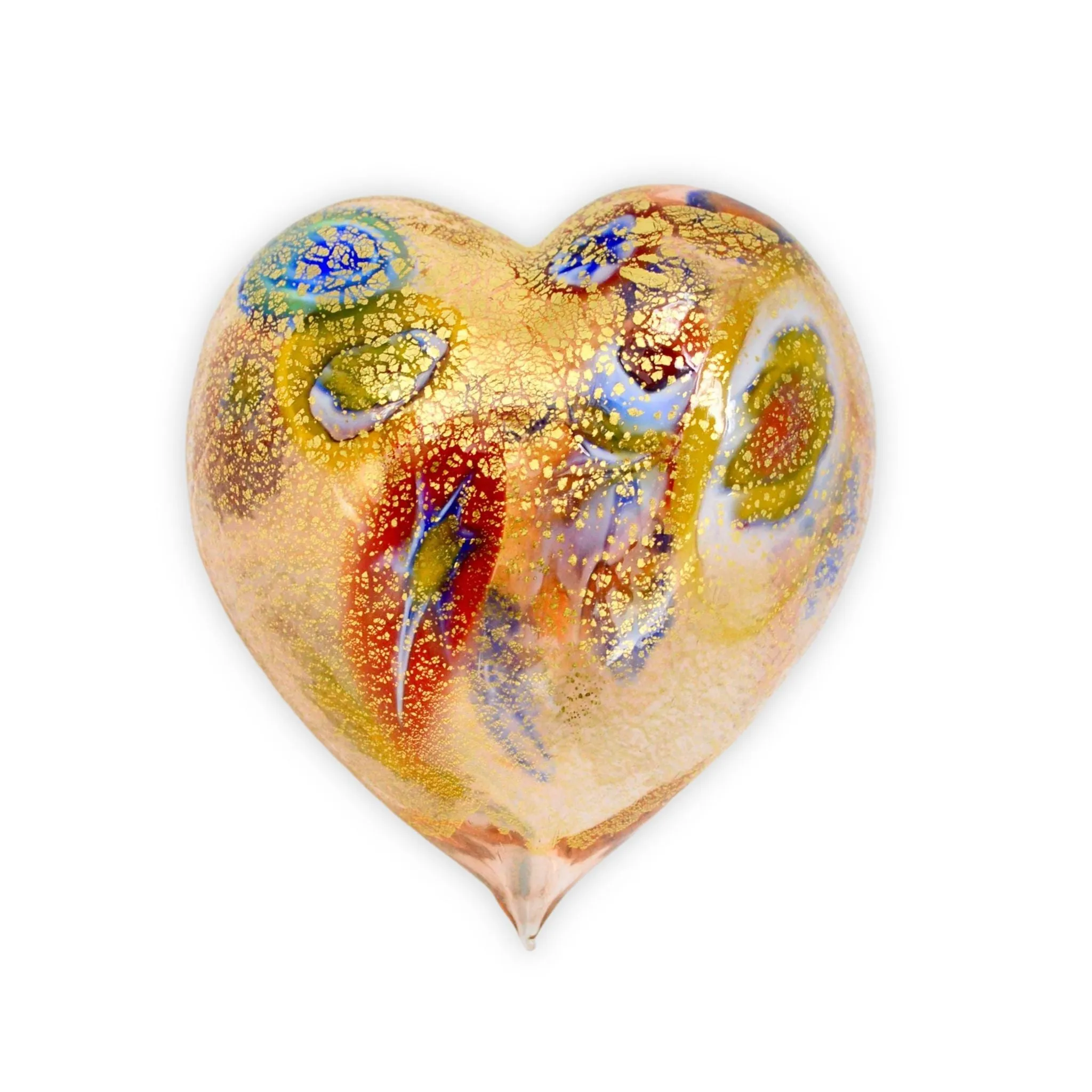 Murano Glass Blown Heart with Millefiori, multiple colors
