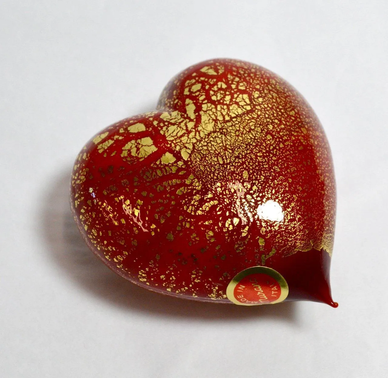 Murano Glass Heart with 24 karat gold, Choice of colors, Made in Italy
