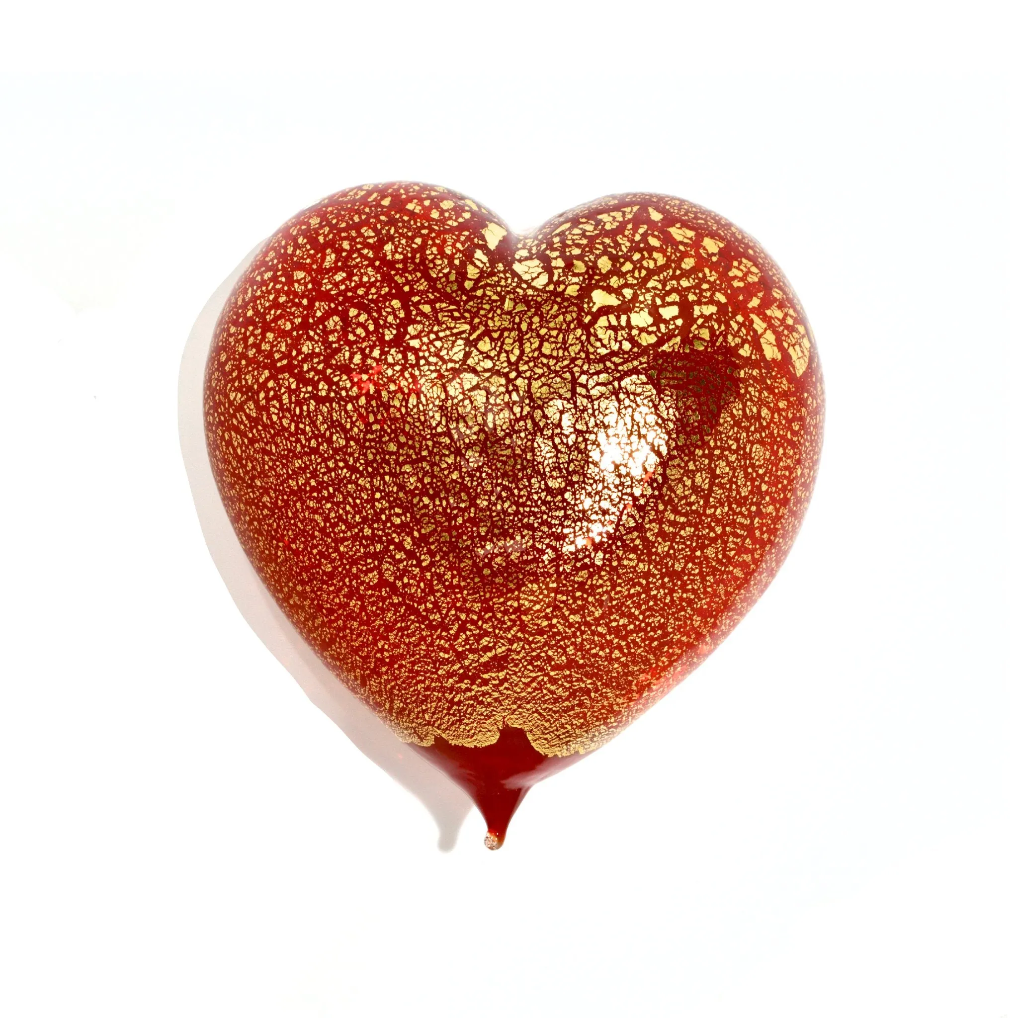 Murano Glass Heart with 24 karat gold, Choice of colors, Made in Italy